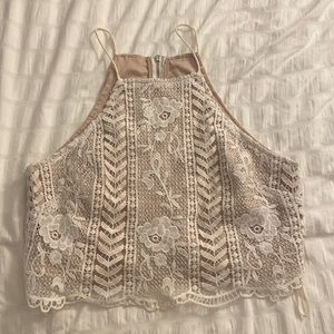 J.O.A. Lace high neck top